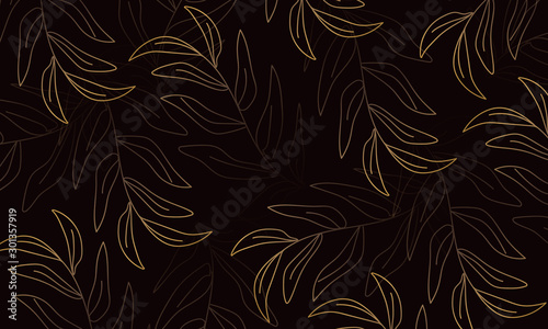 Golden leaves floral pattern