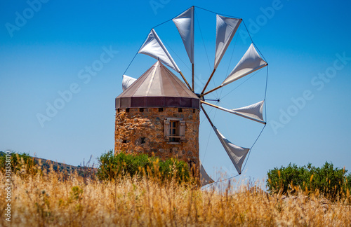 Old windmill on the island of Crete, Greece.