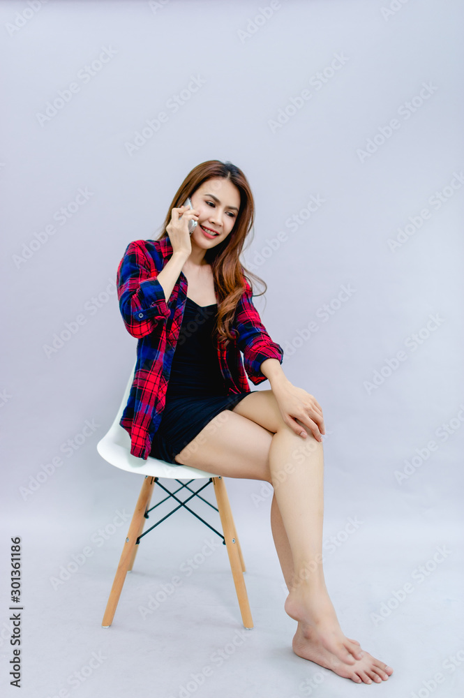 Women smile happily in life. The concept of smiling for everything Women smile happily in life. The concept of smiling for everything
