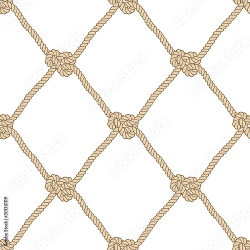 Vector endless nautical rope pattern, hand drawn