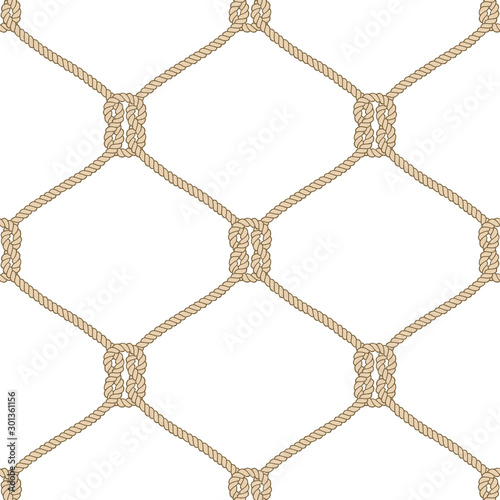 Vector endless nautical rope pattern, hand drawn