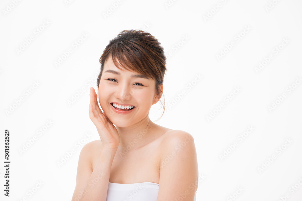 asian beautiful girl with pretty smile on her face. Beauty clinic skincare spa and surgery concept asian beautiful girl with pretty smile on her face. Beauty clinic skincare spa and surgery concept