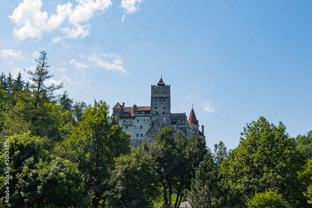 Castle Bran in Romania, Vlad Dracula house, landscape with medieval tower