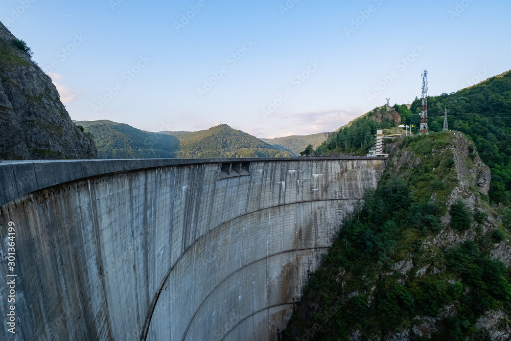 Landscape with vidraru dam in Romania mountains 