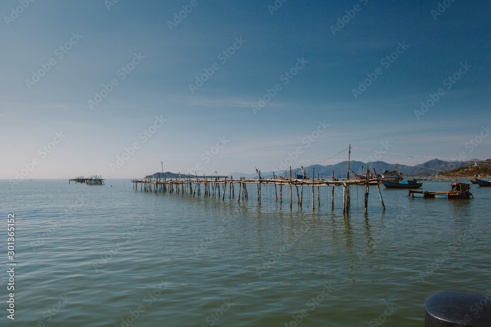 Wooden structures of fishermen on Nha Trang water