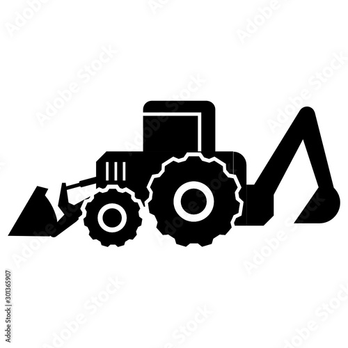 Tractor digger Backfiller construction truck Vector Icon Design