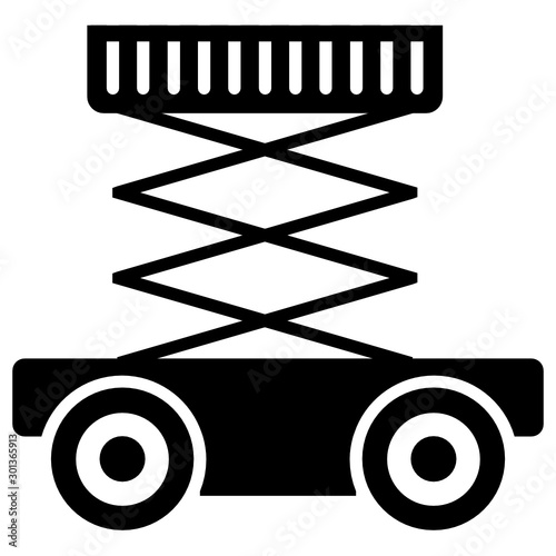 Double Vertical Scissor Lift Hydraulic Platform Table Vector Icon design
