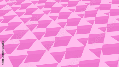 Pink abstract flat triangle pattern shape texture 3D rendering picture.