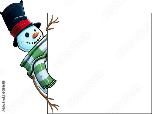 Bonhomme de neige - pancarte - côté