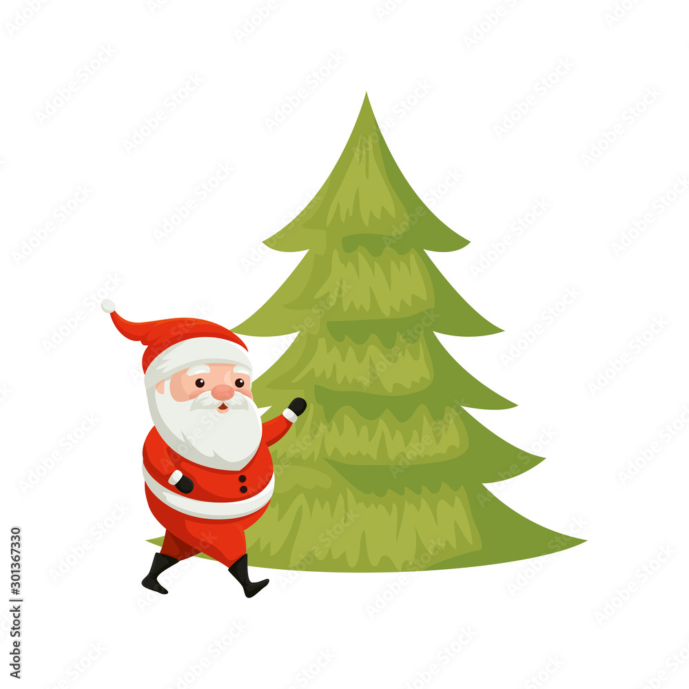 santa claus with pine tree of merry christmas vector illustration design santa claus with pine tree of merry christmas vector illustration design