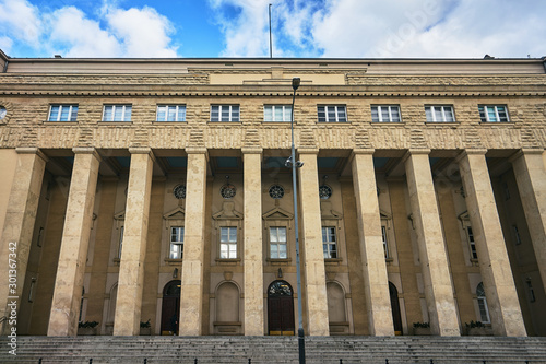 The historic neoclassical main building of the Poznań University of Economics.