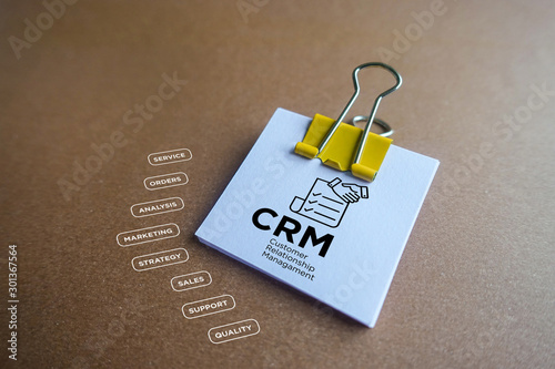 CRM - Customer Relationship Managament - icon with keywords photo