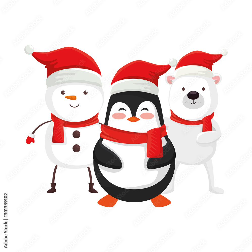 cute penguin and characters of merry christmas vector illustration design cute penguin and characters of merry christmas vector illustration design