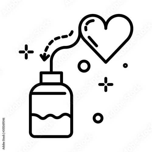 Heart pills bottle, cardiology isolated line icon, cardiology