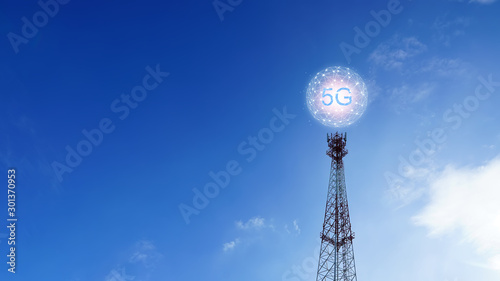 Concept of future technology 5G network wireless network that will control everything through electronic devices or have a short name called Internet of Things or IOT