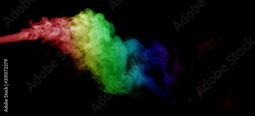 Abstract smoke isolated on black background,Rainbow powder