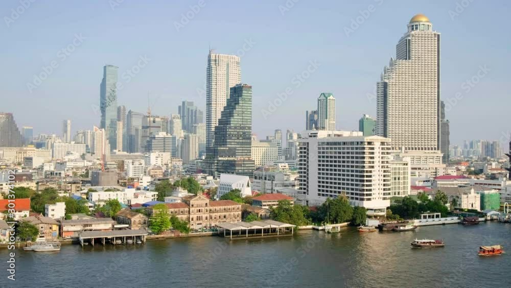 Bangkok skyline and business skyscrapers at Chaopraya river Bangkok skyline and business skyscrapers at Chaopraya river
