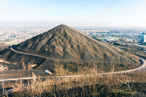 Mine dumps - slag heap in the  north of France photo