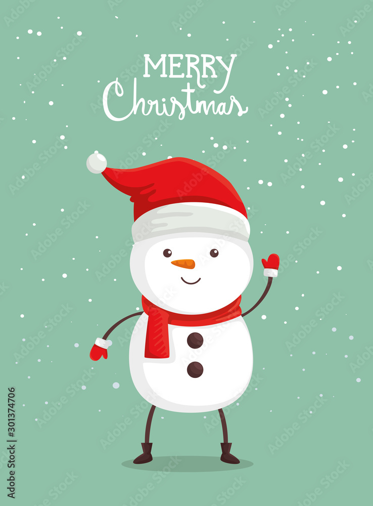 merry christmas poster with snowman vector illustration design merry christmas poster with snowman vector illustration design