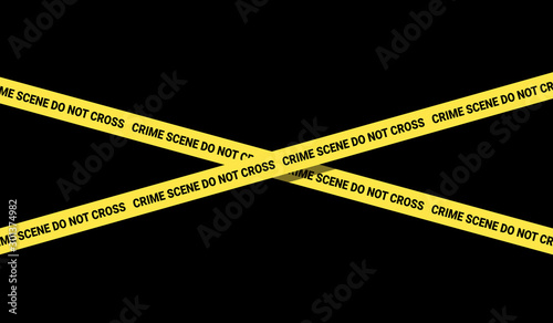 Crime scene - police yellow tape is forbidding to enter into place and location of crime. Vector illustration