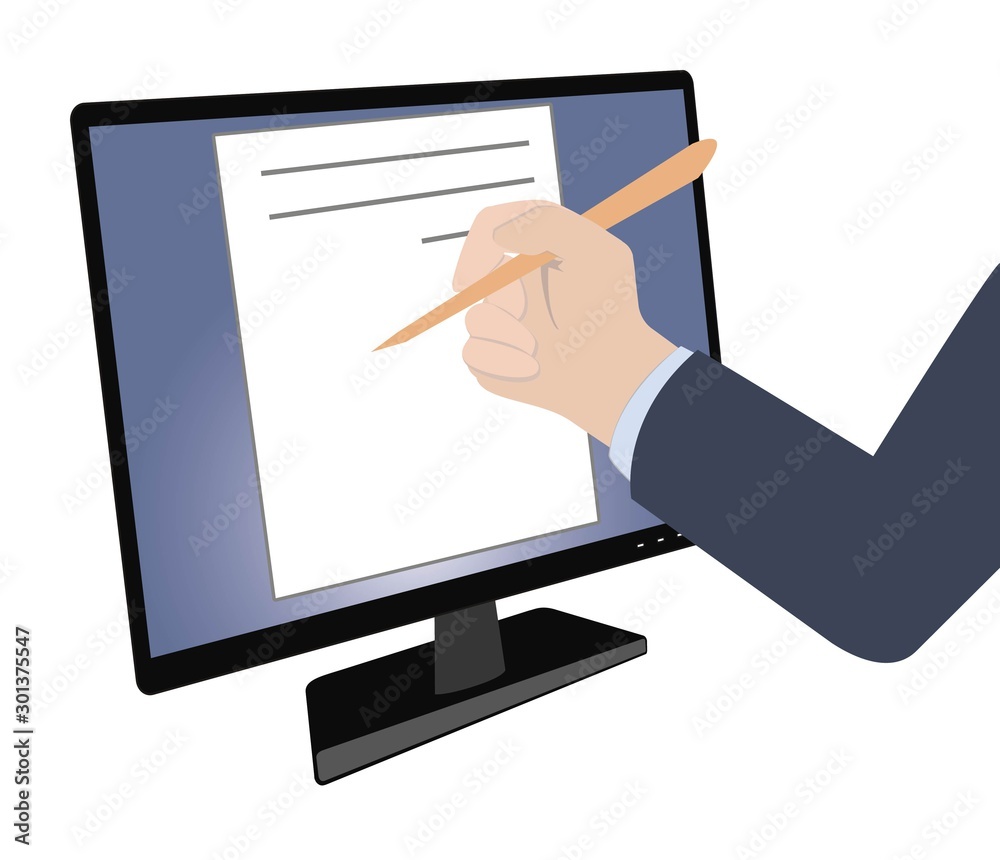electronic signature. flat design isolated on white. vector image.