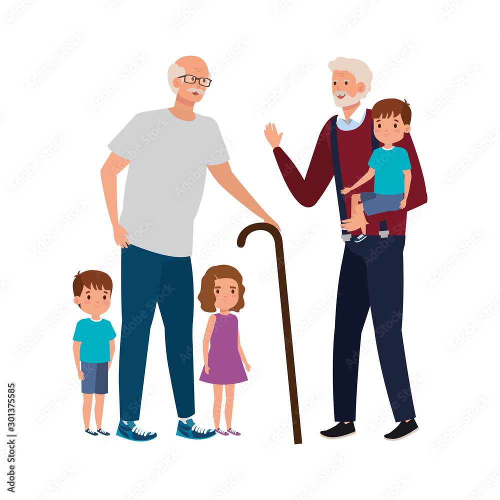 group of grandparents with grandchildren vector illustration design