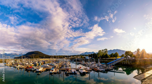 Panorama of Harbor with Boats 