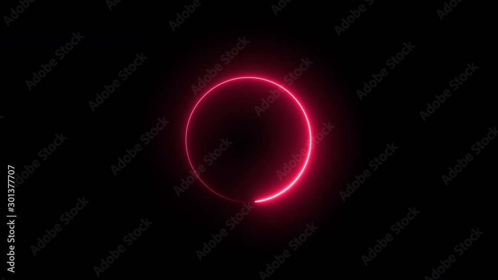 Technology loading circle of modern red neon rotating progress bar on black background - looped Technology loading circle of modern red neon rotating progress bar on black background - looped