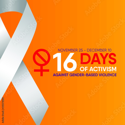 Vector illustration on the theme of Activism against gender based violence from 25th November to 10th December.