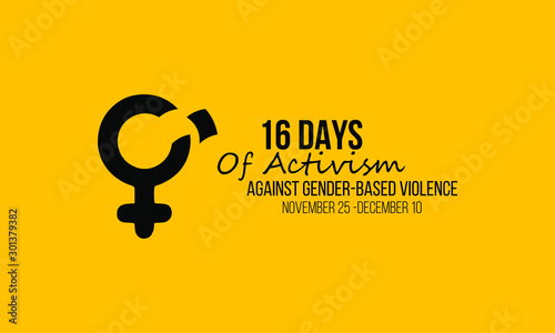 Vector illustration on the theme of Activism against gender based violence from 25th November to 10th December.