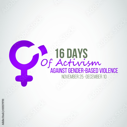 Vector illustration on the theme of Activism against gender based violence from 25th November to 10th December.
