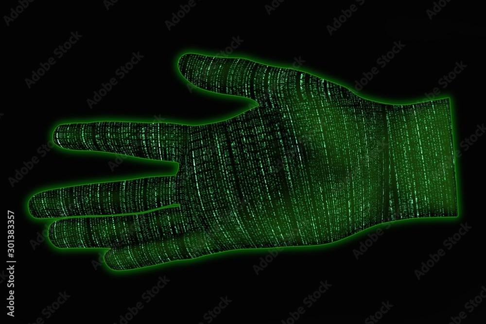 digital illustration of matrix hand digital illustration of matrix hand