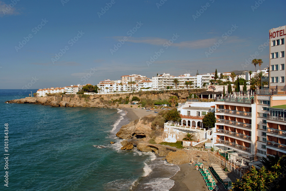 Fototapeta premium Nerja, Playa El Salon, Andalusia, Costa del Sol, Spain