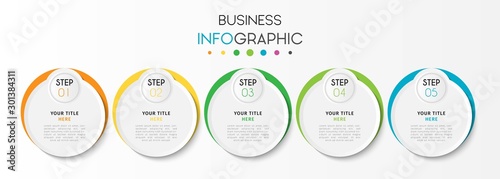 Vector infographic design template with 5 options or steps. Can be used for process diagram, workflow layout, info graph, annual report, flow chart.