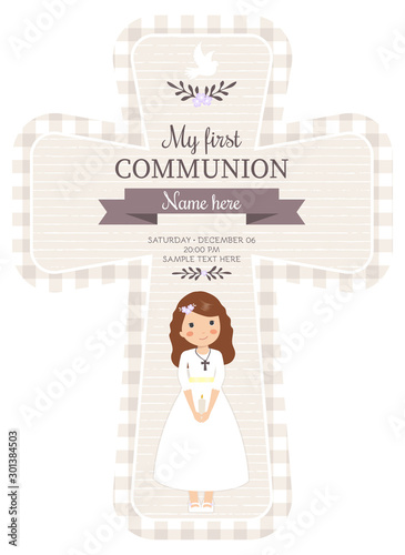 Lovely cross invitation for First Communion