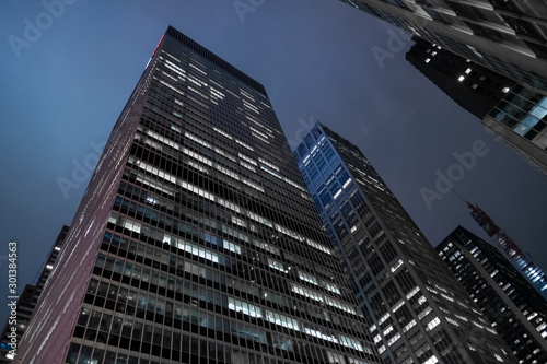 skyscrapers in new york manhattan office condominium real estate leasing home apartment bluesky night photography wall street financial street