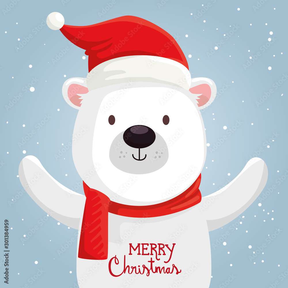 merry christmas cute bear character vector illustration design