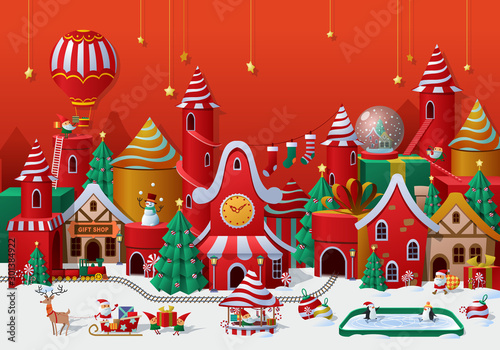 Christmas winter wonderland greetings template. vector illustration