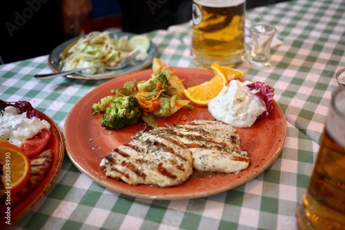 Chicken fillet for dinner with beer