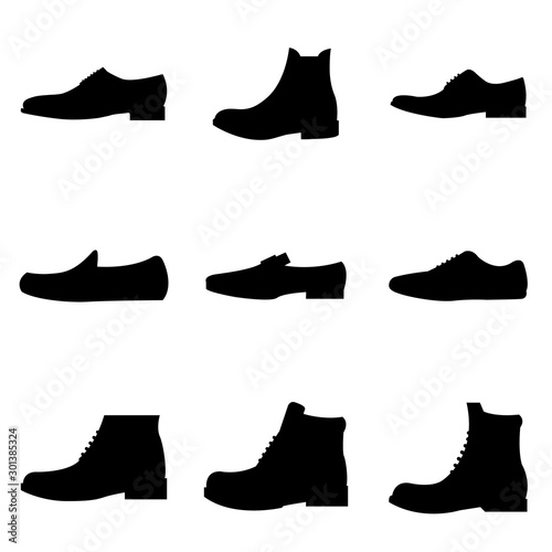 Men's shoes set icon, logo isolated on white background