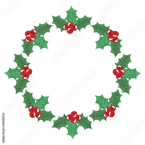 crown of leafs with seeds decorative christmas vector illustration design