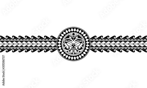 Maori polynesian tattoo border tribal sleeve pattern vector. Samoan bracelet tattoo design fore arm or foot. Armband tattoo tribal.
