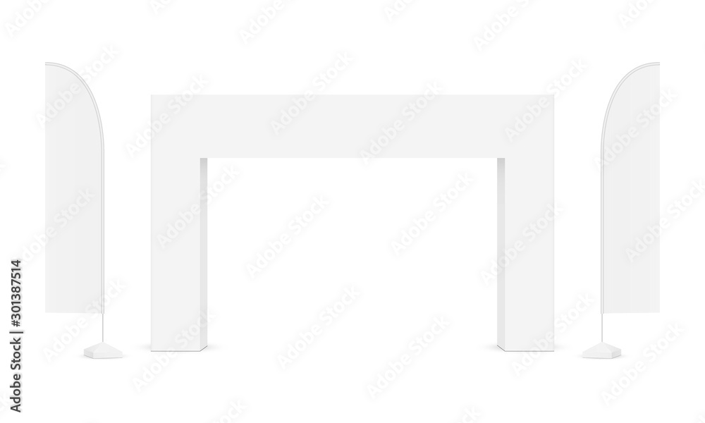 Outdoor event rectangular arch with advertising flags isolated on white background. Vector illustration Outdoor event rectangular arch with advertising flags isolated on white background. Vector illustration