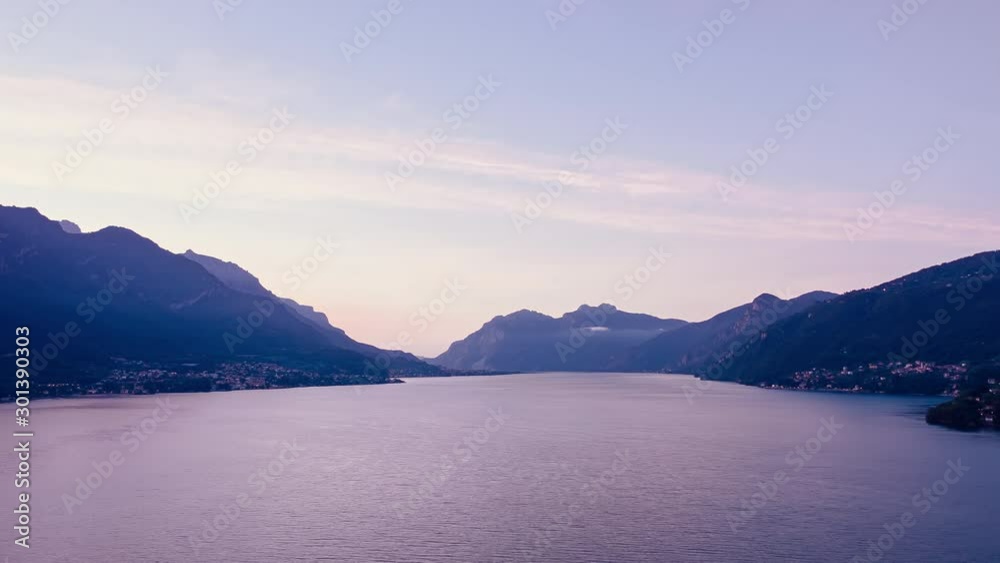 Aerial Time Lapse In Motion Or Hyperlapse General View Of Lake Como, Italy Aerial Time Lapse In Motion Or Hyperlapse General View Of Lake Como, Italy