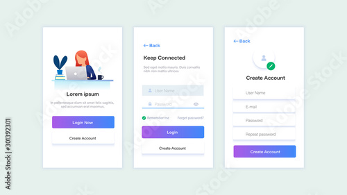 Mobile login screen for website and apps