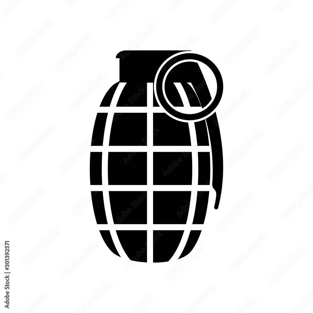 Fototapeta Grenade icon vector, filled flat sign, solid pictogram isolated on white. Frag symbol, logo illustration.