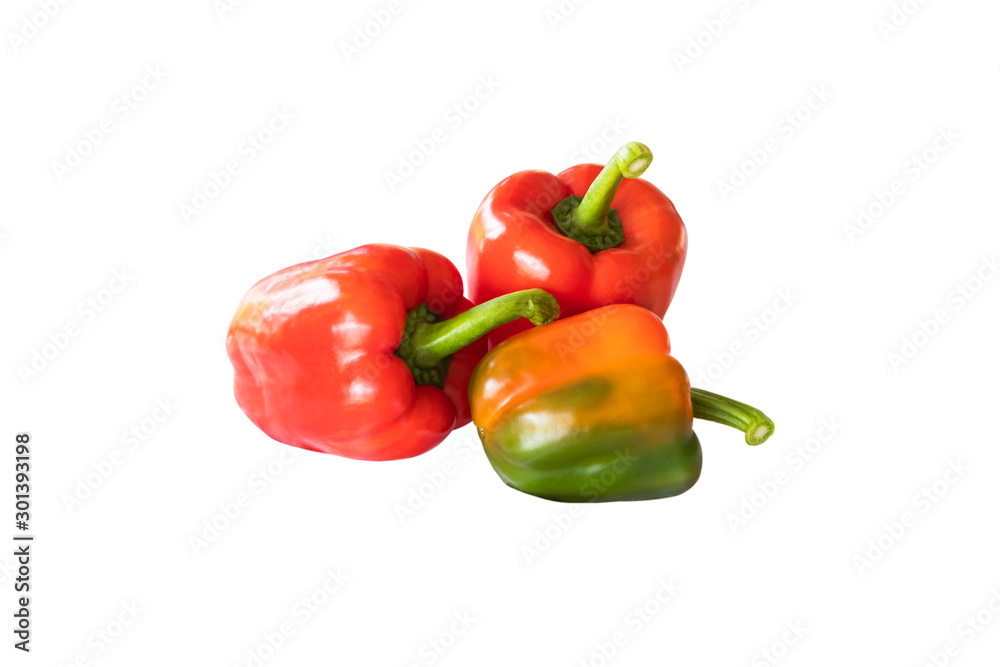 colorful bell peppers or big chilli isolated on white