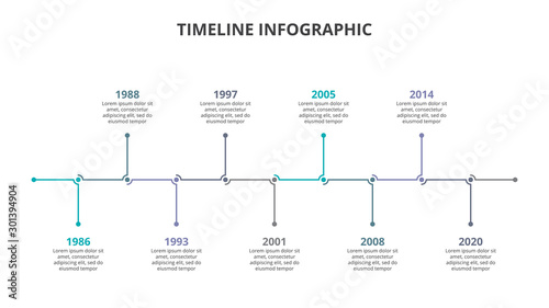 Creative concept for infographic timeline. Process chart. Abstract elements of graph, diagram with 9 steps, options, parts or processes. Vector business template for presentation.