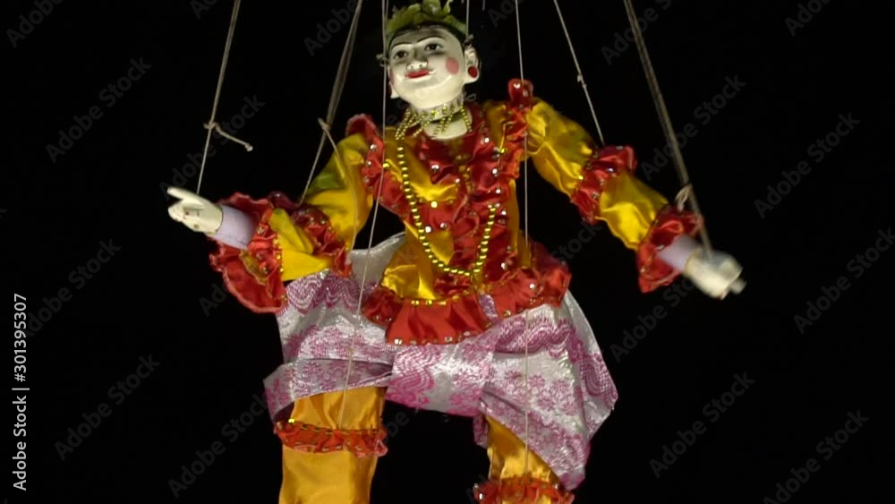 Myanmar culture the puppet duet dance with black screen