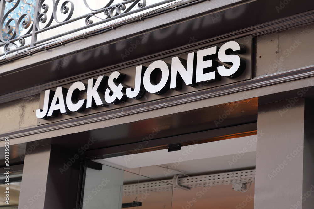 JACK & JONES store sign logo store fashion shop clothing company Denmark  brand Stock Photo | Adobe Stock